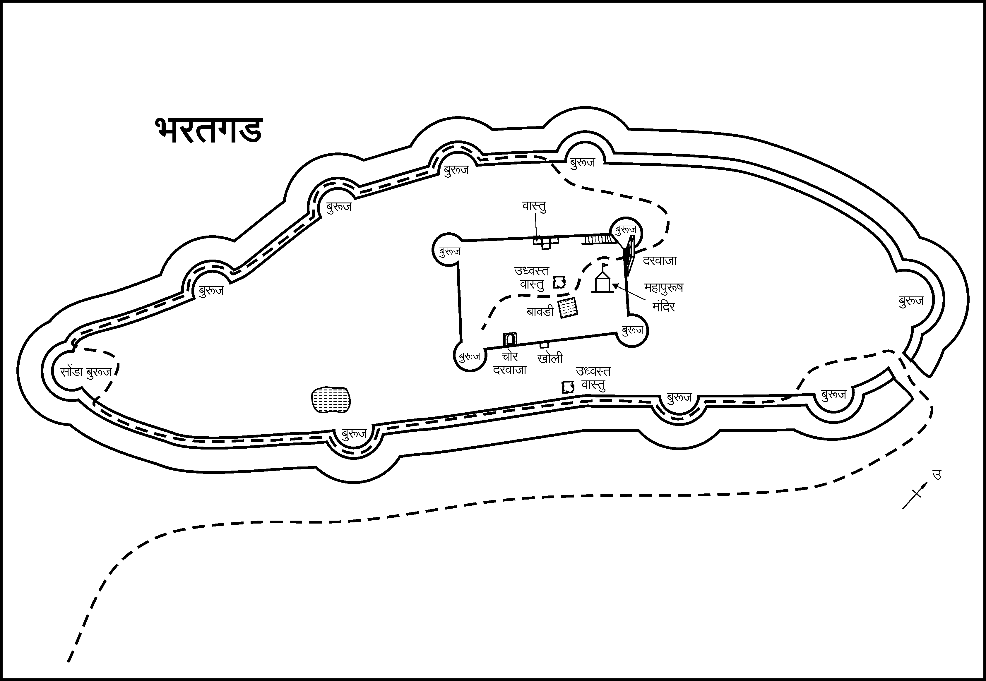 Fort map of Bharatgad.