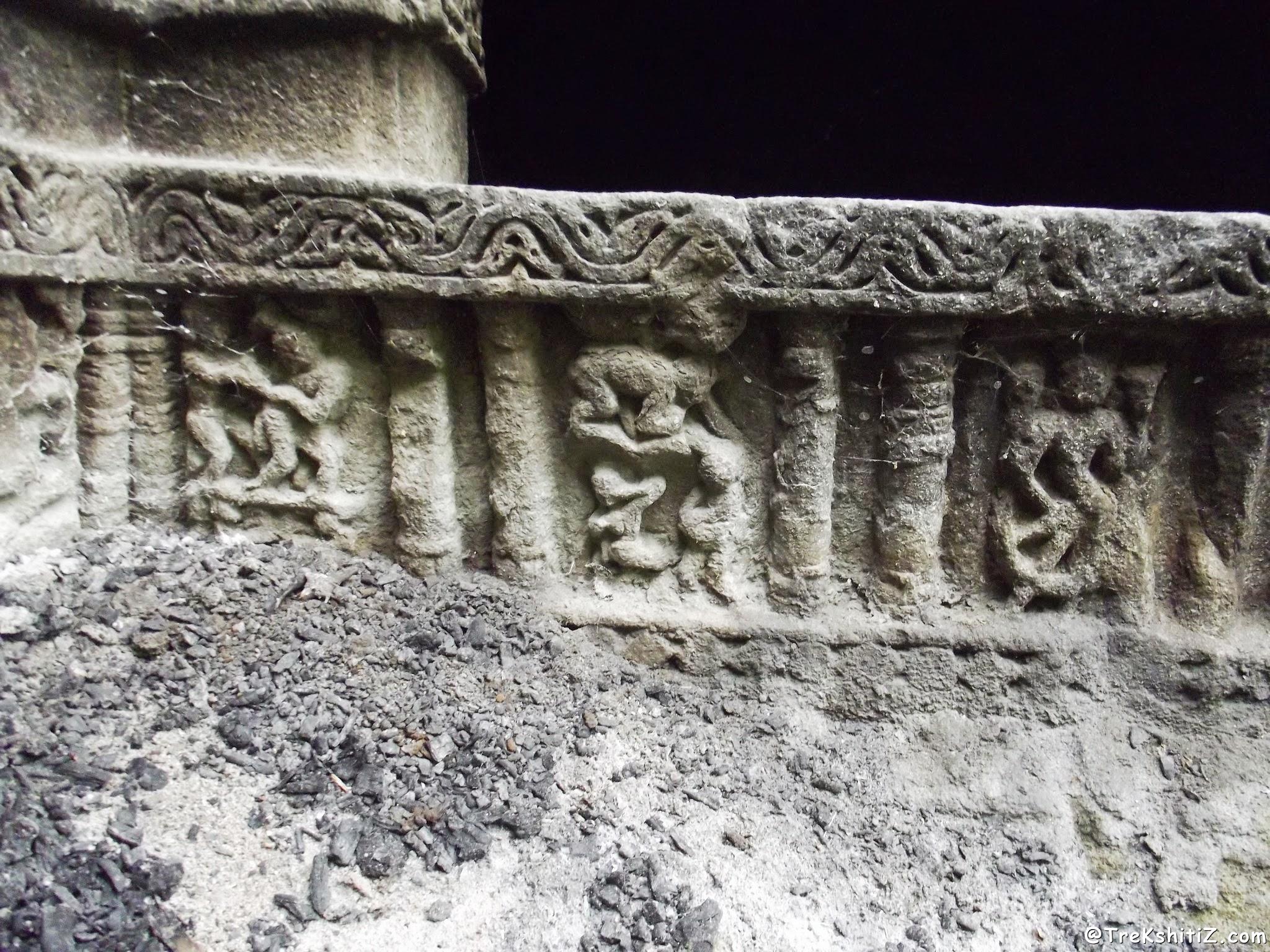 Carving on outside wall of Shrungar Chavadi leni, Kanhergad, Chalisgaon