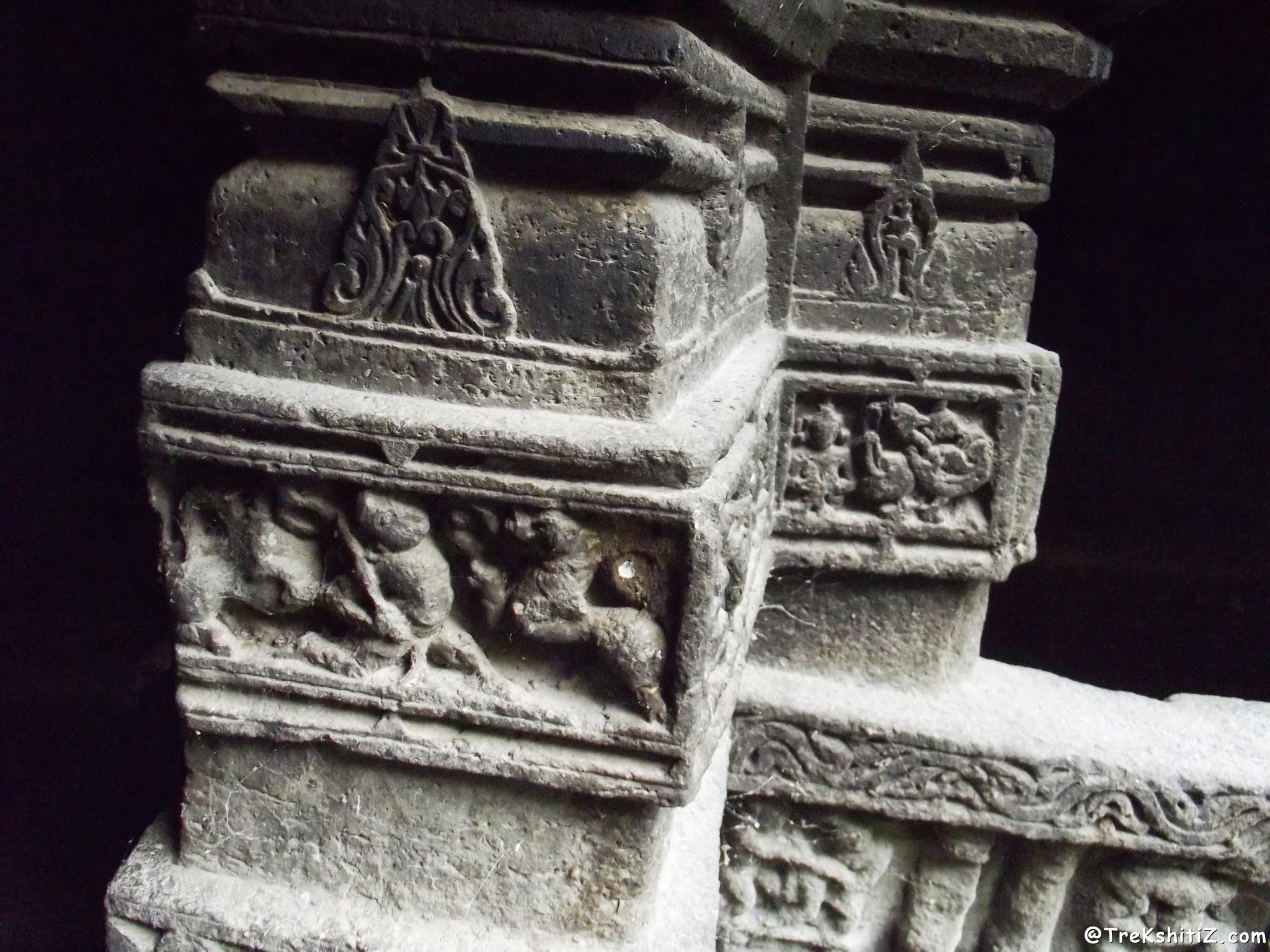 Carved Pillar of Shrungar Chavadi caves, Kanhergad, Chalisgaon