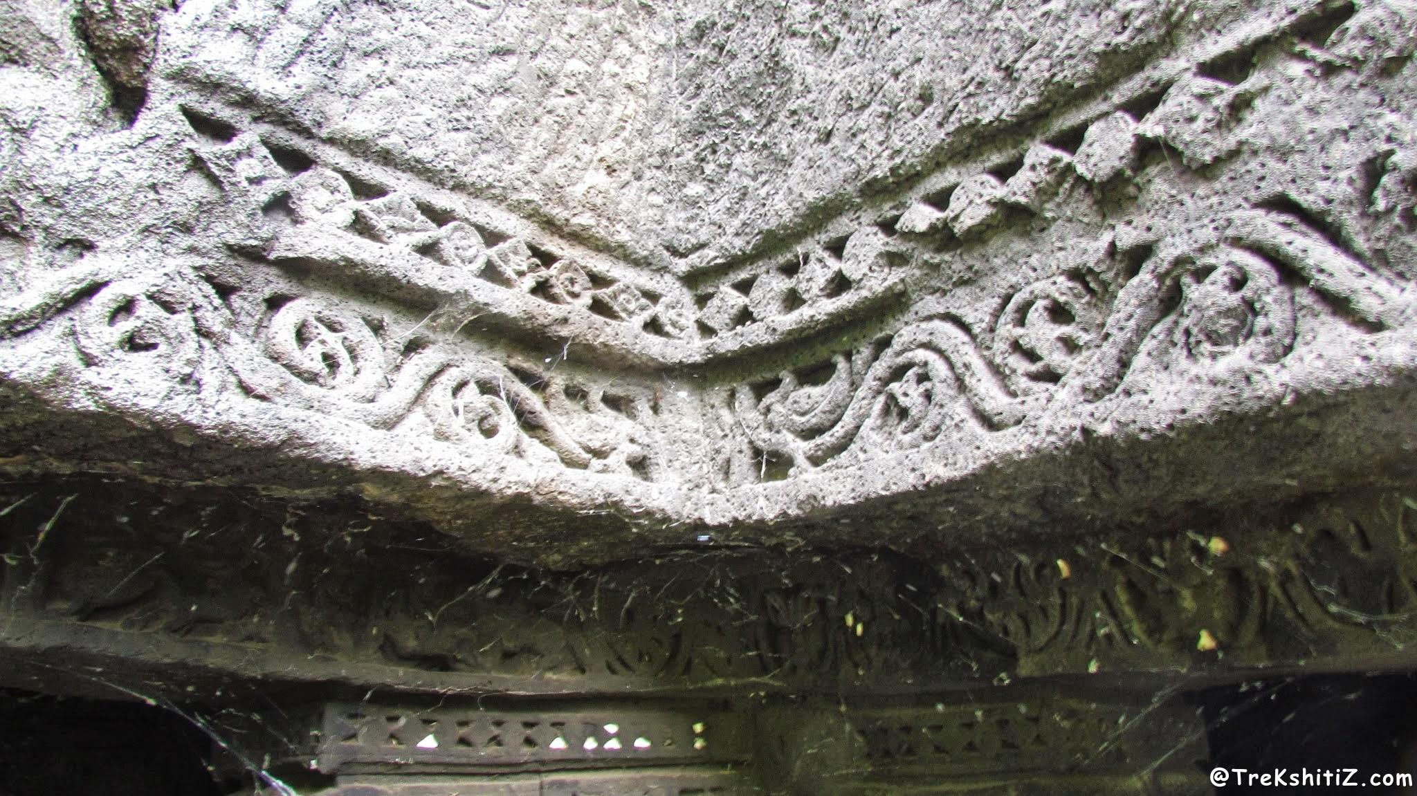 Carving on outside wall of Shrungar Chavadi Caves, Kanhergad, Chalisgaon